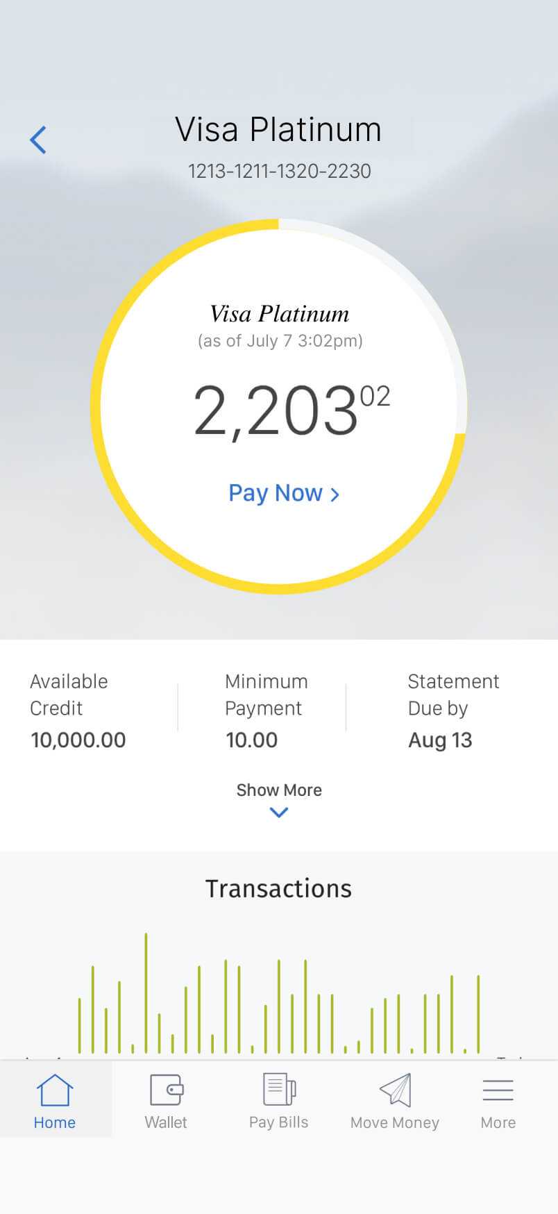 Mobile banking screenshot